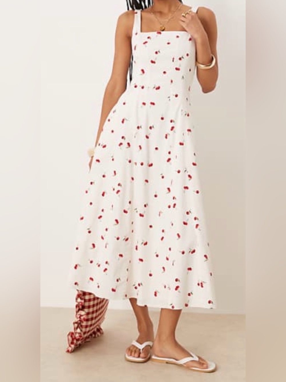 Abercrombie & Fitch White Sundress with Red Cherry Print